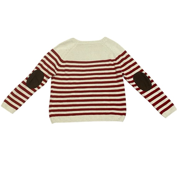 Kate Collection Striped Knit Sweater with Elbow Patch Red and Cream Size Medium - Picture 3 of 4